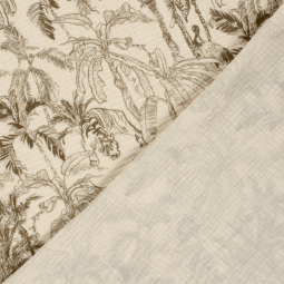 Tissu double gaze - Jungle gris taupe