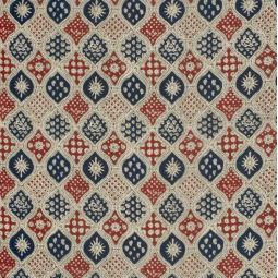 Tissu voile de coton - Abstrait beige bleu rouge