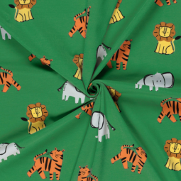 Tissu jersey coton - Tigres vert