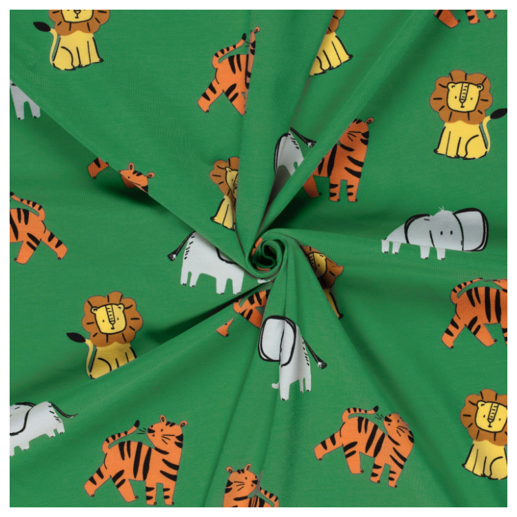Tissu jersey coton - Tigres vert