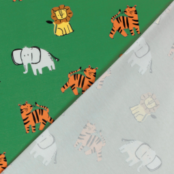Tissu jersey coton - Tigres vert