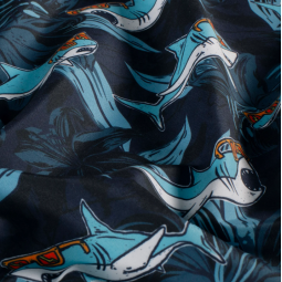 Tissu short de bain déperlant - Requin bleu