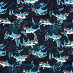 Tissu short de bain déperlant - Requin bleu