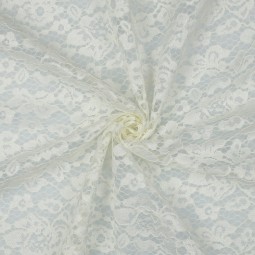 Tissu dentelle - Fleurs ivoire