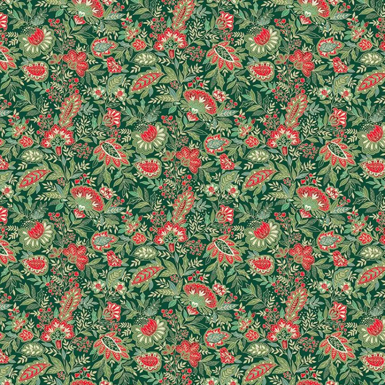 Tissu Noël - Good tidings sarasa green