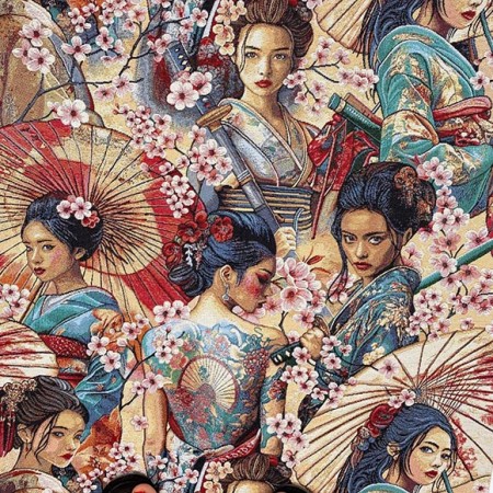 Tissu jacquard - Samouraïs