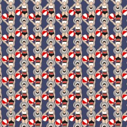 Tissu coton enduit - Nageuses navy