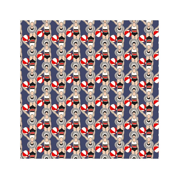 Tissu coton enduit - Nageuses navy