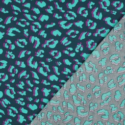 Tissu coton enduit - Léopard bleu