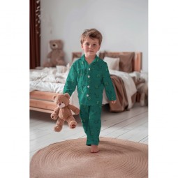 Tissu flanelle - Dinosaures pétrole