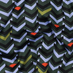 Tissu coton satiné - Géométrique vert foncé