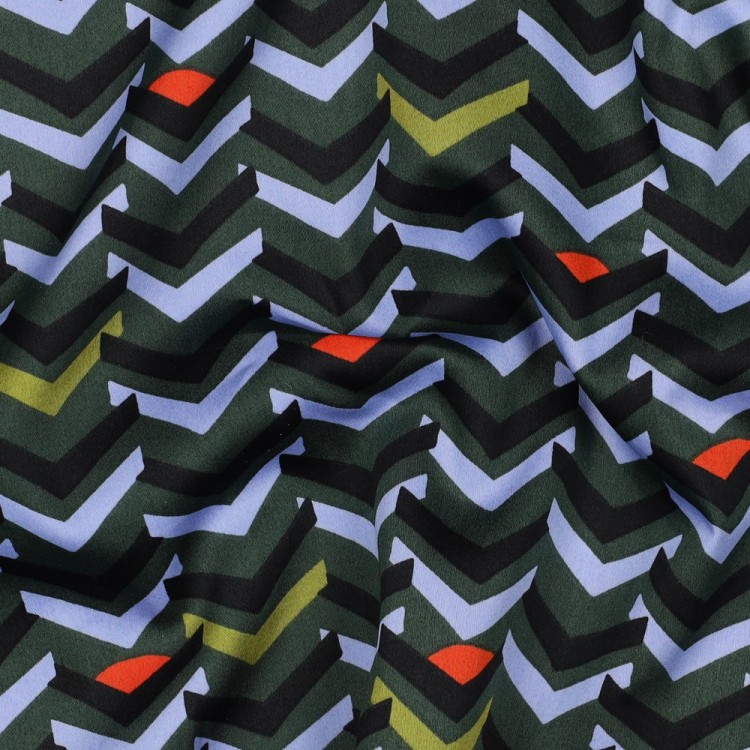Tissu coton satiné - Géométrique vert foncé