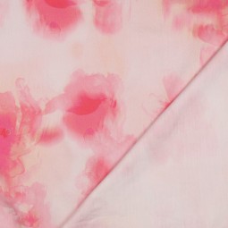 Tissu coton satiné - Fleurs roses