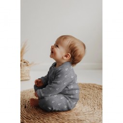 Tissu double gaze - Ancre fond gris