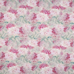 Tissu jersey viscose - Fleurs rose clair