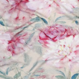 Tissu jersey viscose - Fleurs rose clair