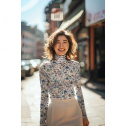 Tissu jersey viscose - Fleur sable