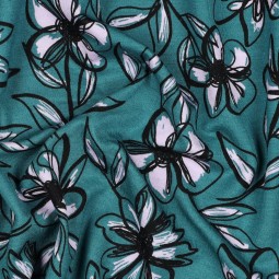 Tissu jersey punta di roma - Flowers blue