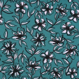 Tissu jersey punta di roma - Flowers blue