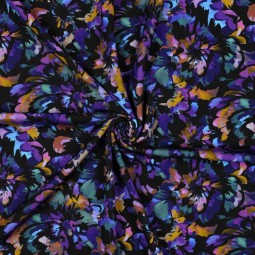 Tissu jersey punta di roma - Digital flowers black