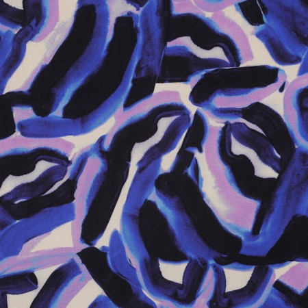 Tissu Viscose - Digital abstract cobalt