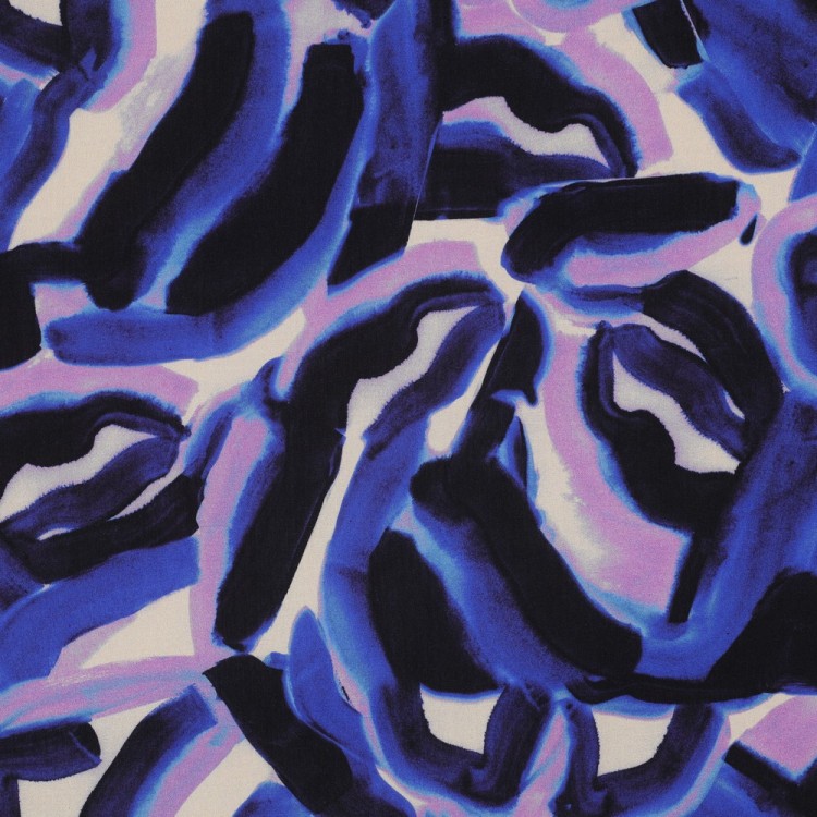 Tissu Viscose - Digital abstract cobalt