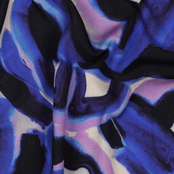 Tissu Viscose - Digital abstract cobalt