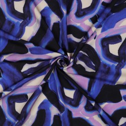 Tissu Viscose - Digital abstract cobalt