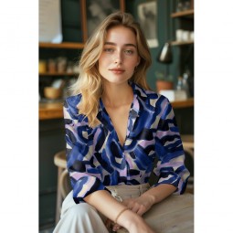 Tissu Viscose - Digital abstract cobalt