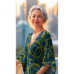 Tissu Polyester - Magnolia stretch abstract petrol