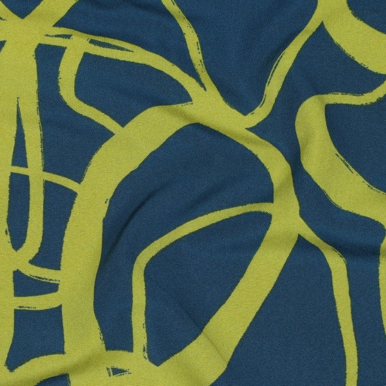 Tissu Polyester - Magnolia stretch abstract petrol