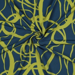 Tissu Polyester - Magnolia stretch abstract petrol