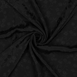 Tissu Viscose - Jacquard flowers black