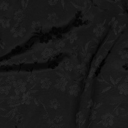 Tissu Viscose - Jacquard flowers black