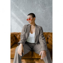 Tissu maille polyester - Knitted gris clair