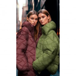 Tissu matelassé - Polygones kaki