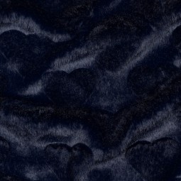Tissu fausse fourrure - coeur marine