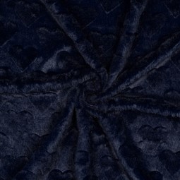 Tissu fausse fourrure - coeur marine