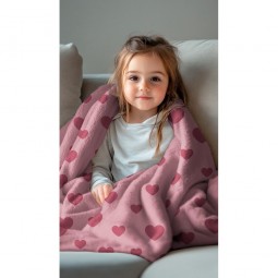 Tissu polaire doudou - coeur mauve