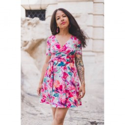 Tissu jersey sweat French Terry - Digital flowers