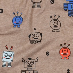 Tissu jersey - Robot taupe