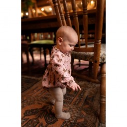 Tissu double gaze - Oiseaux rose pâle