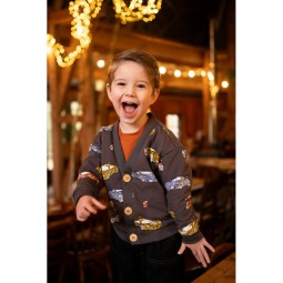 Tissu jersey sweat French Terry - Voitures de course gris