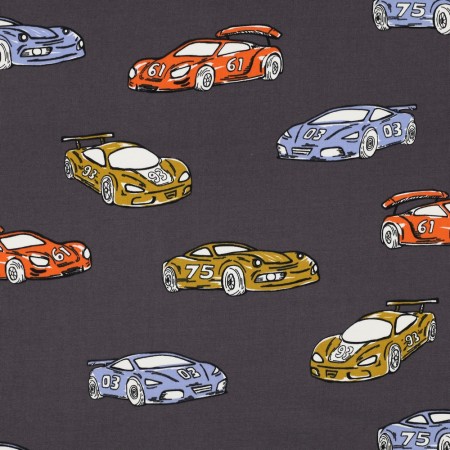 Tissu jersey sweat French Terry - Voitures de course gris