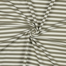 Tissu sweat french terry - Rayures Vert mousse blanc