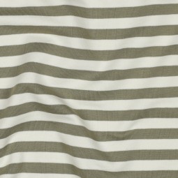 Tissu sweat french terry - Rayures Vert mousse blanc