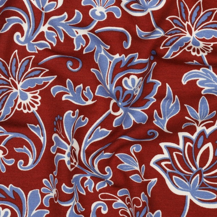 Tissu jersey punta di roma - Paisley bordeaux