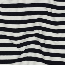 Tissu sweat french terry - Rayures marine