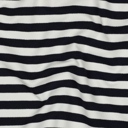 Tissu sweat french terry - Rayures marine