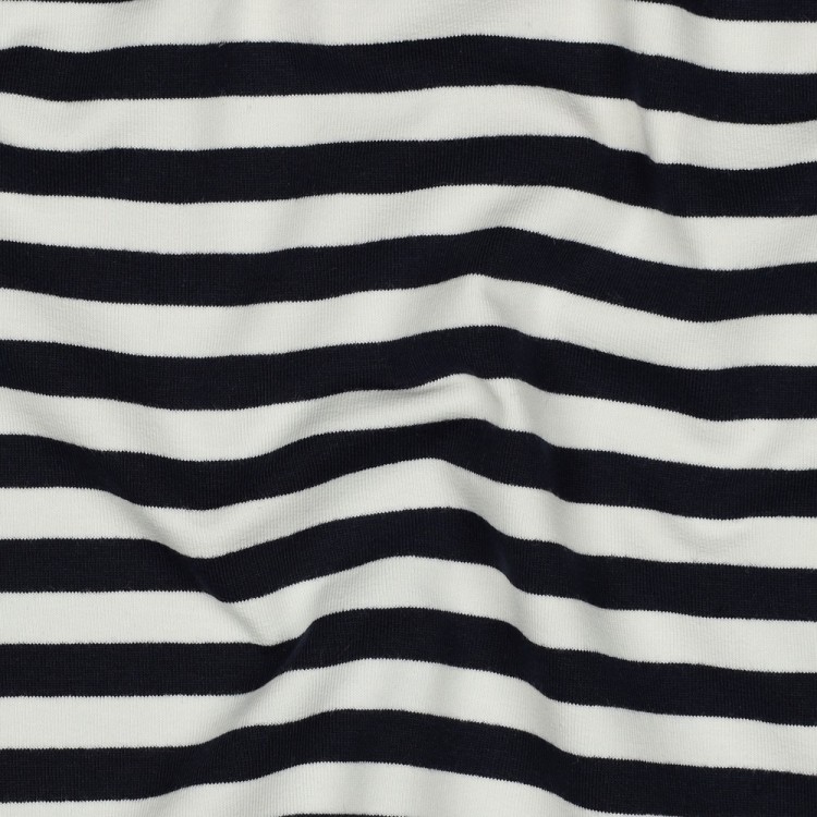 Tissu sweat french terry - Rayures marine